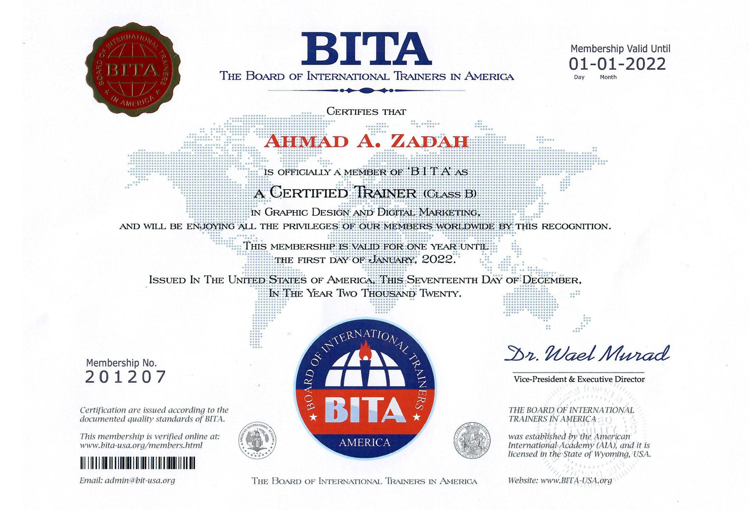 Certified Trainer Membership – BITA 2022